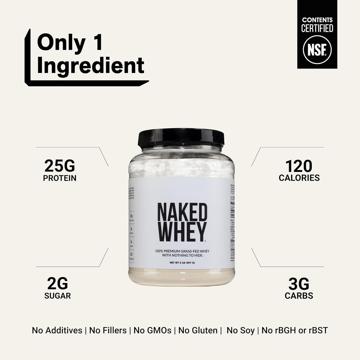 NAKED Nutrition Grass Fed Whey Protein Powder 2 lb