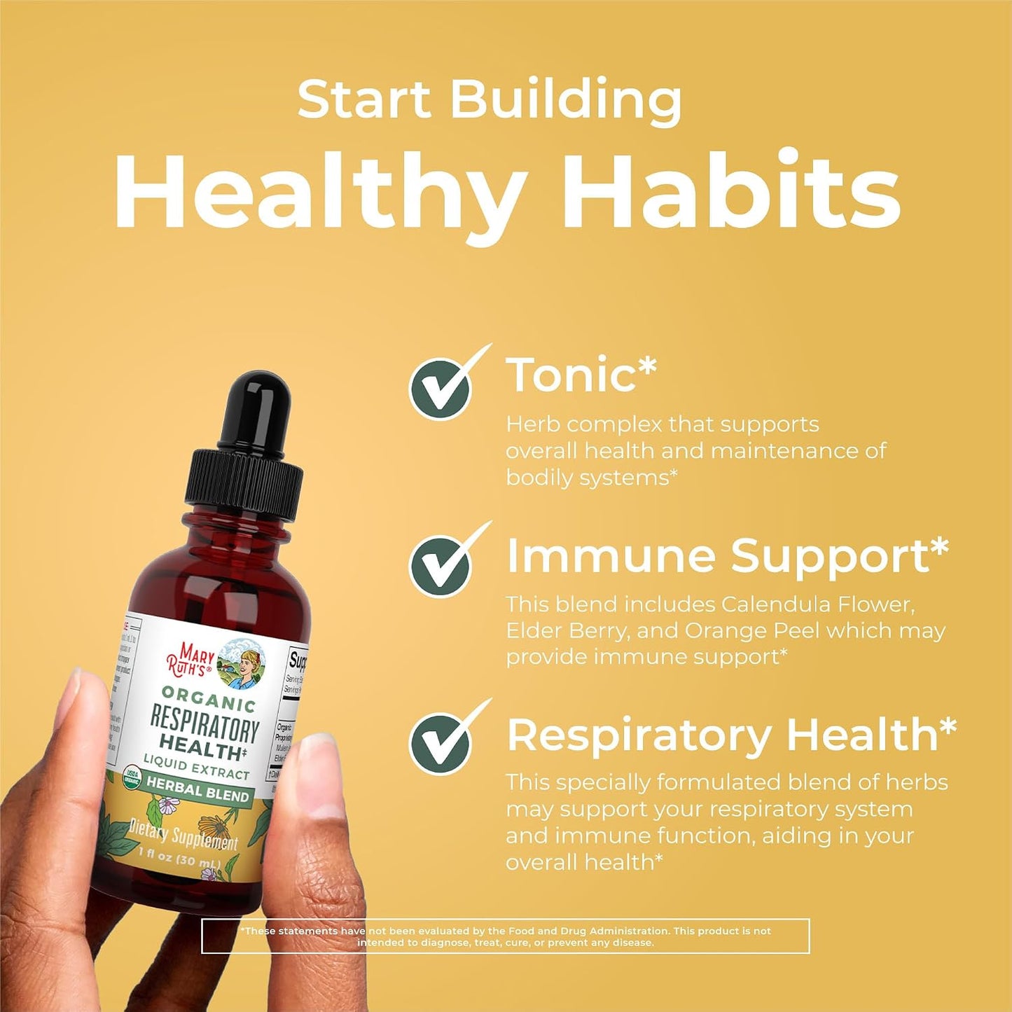 MARYRUTH'S USDA Organic Respiratory Health Herbal Support Liquid Drops