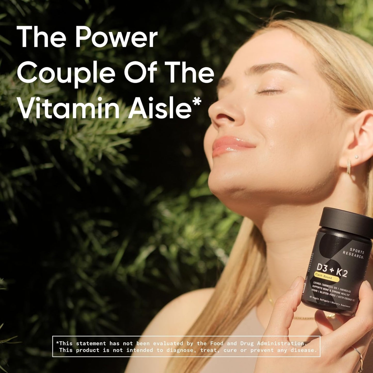 Sports Research Vitamin D3 + K2 Supplement Vegan 5000IU 60 Softgels