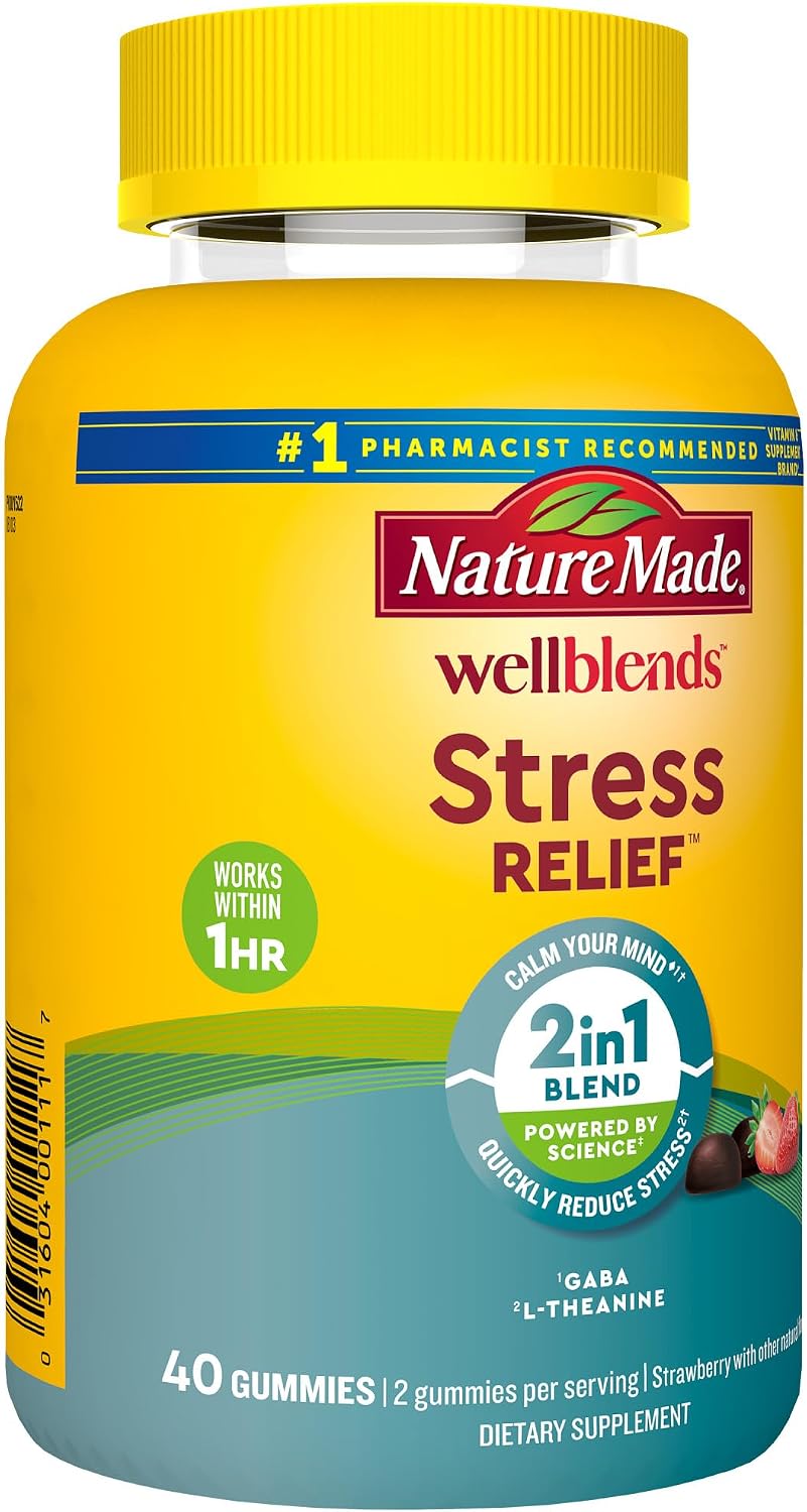 Nature Made Wellblends Stress Relief Strawberry Gummies 40 Count