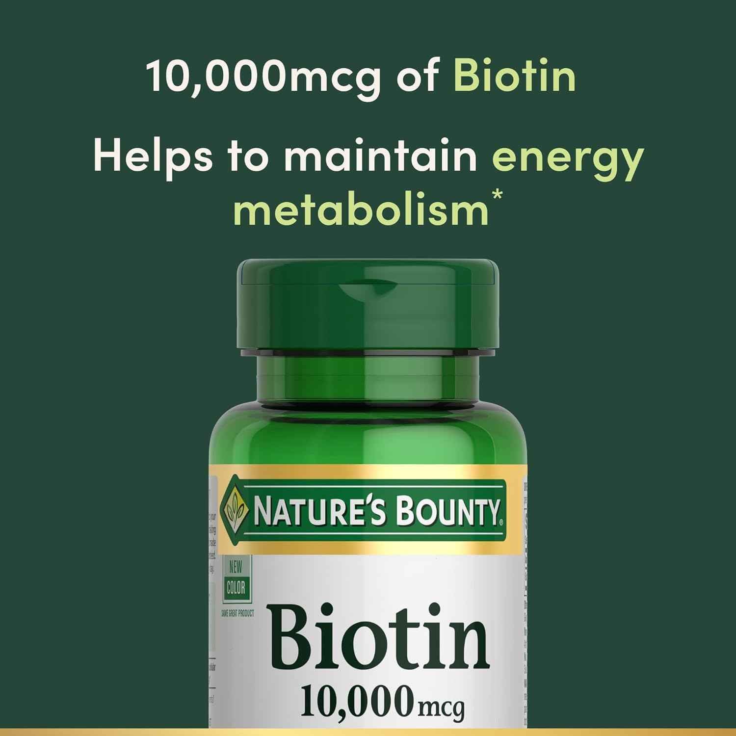 Nature's Bounty Biotin Hair Skin and Nails Supplement 10,000 mcg