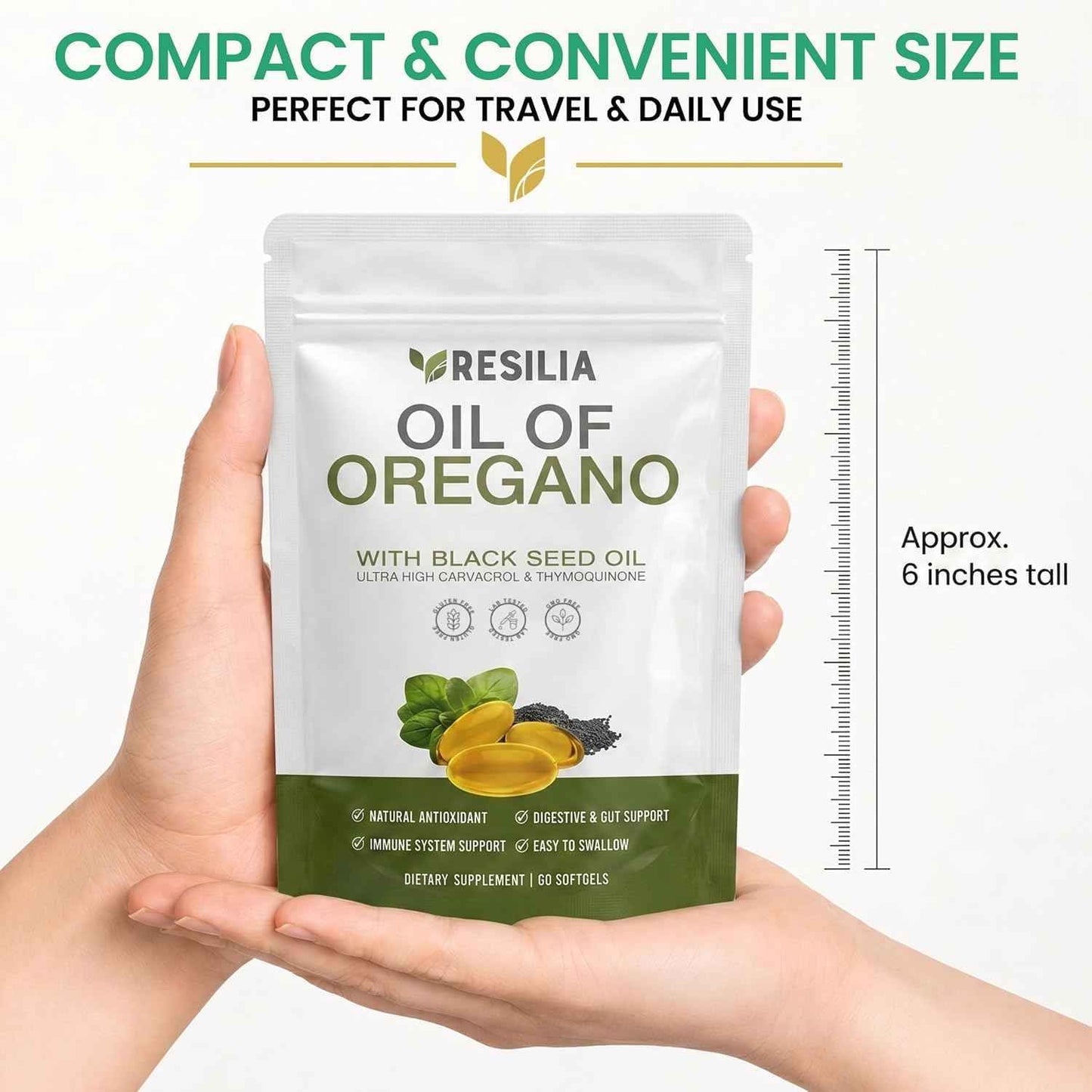 Resilia Black Seed Oregano Oil Softgels Digestive Support 60 Count