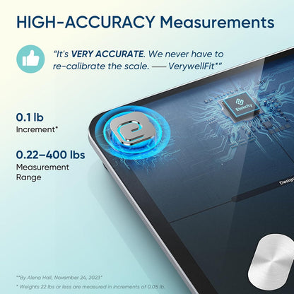 Etekcity Smart Scale Body Weight Fat BMI 400 lb Capacity Bluetooth LED Tempered Glass