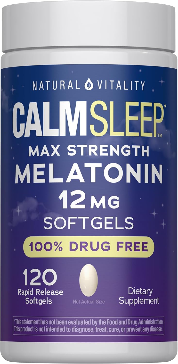 Natural Vitality Calm Sleep Ashwagandha Melatonin Stress Mood Support Capsules
