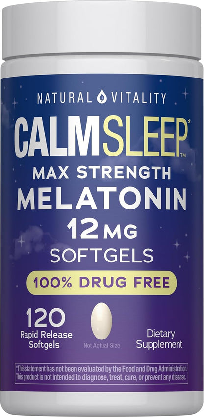 Natural Vitality Calm Sleep Ashwagandha Melatonin Stress Mood Support Capsules