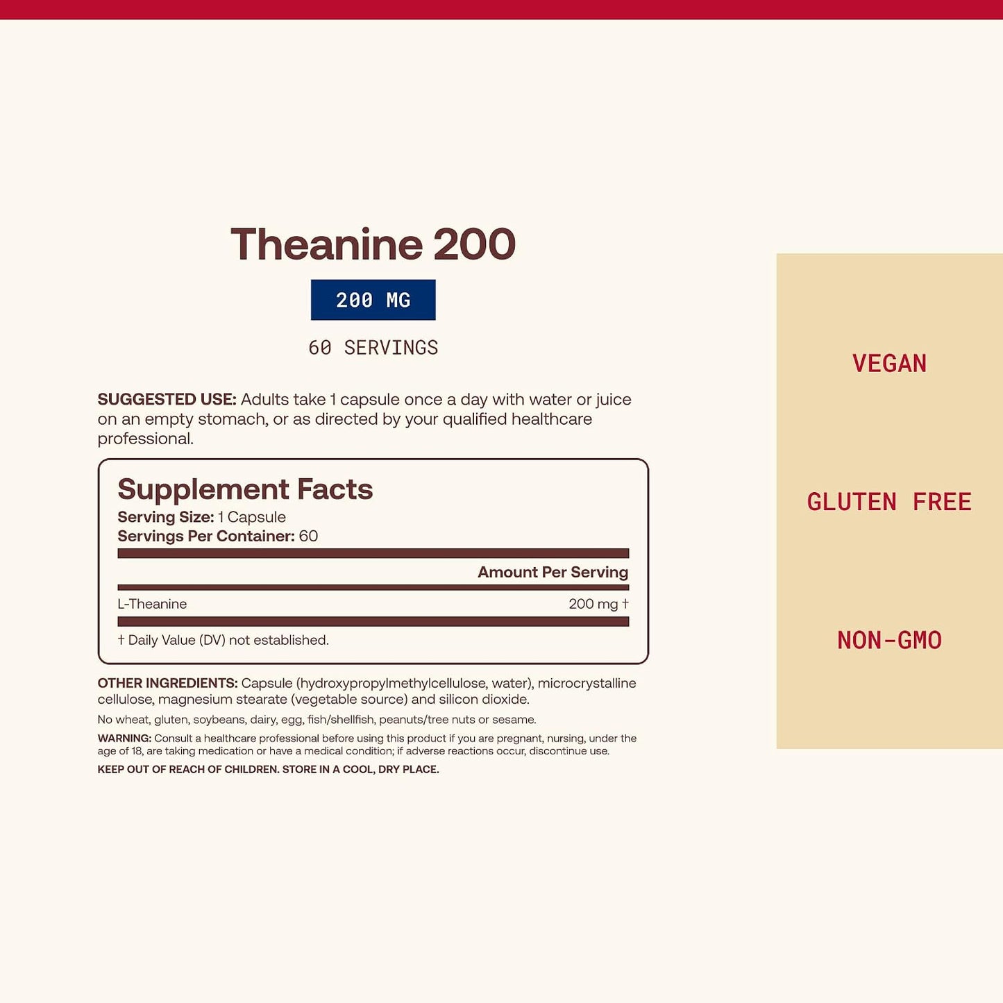 Jarrow Formulas L-Theanine Relaxation Dietary Supplement Capsules