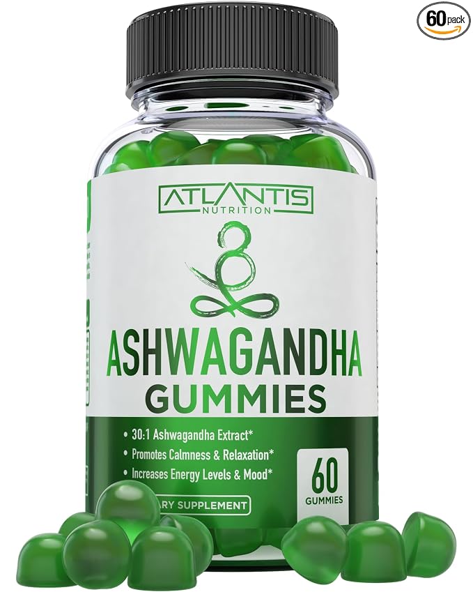 Atlantis Nutrition Ashwagandha Calm Mood Support Cherry Gummies 60 Count