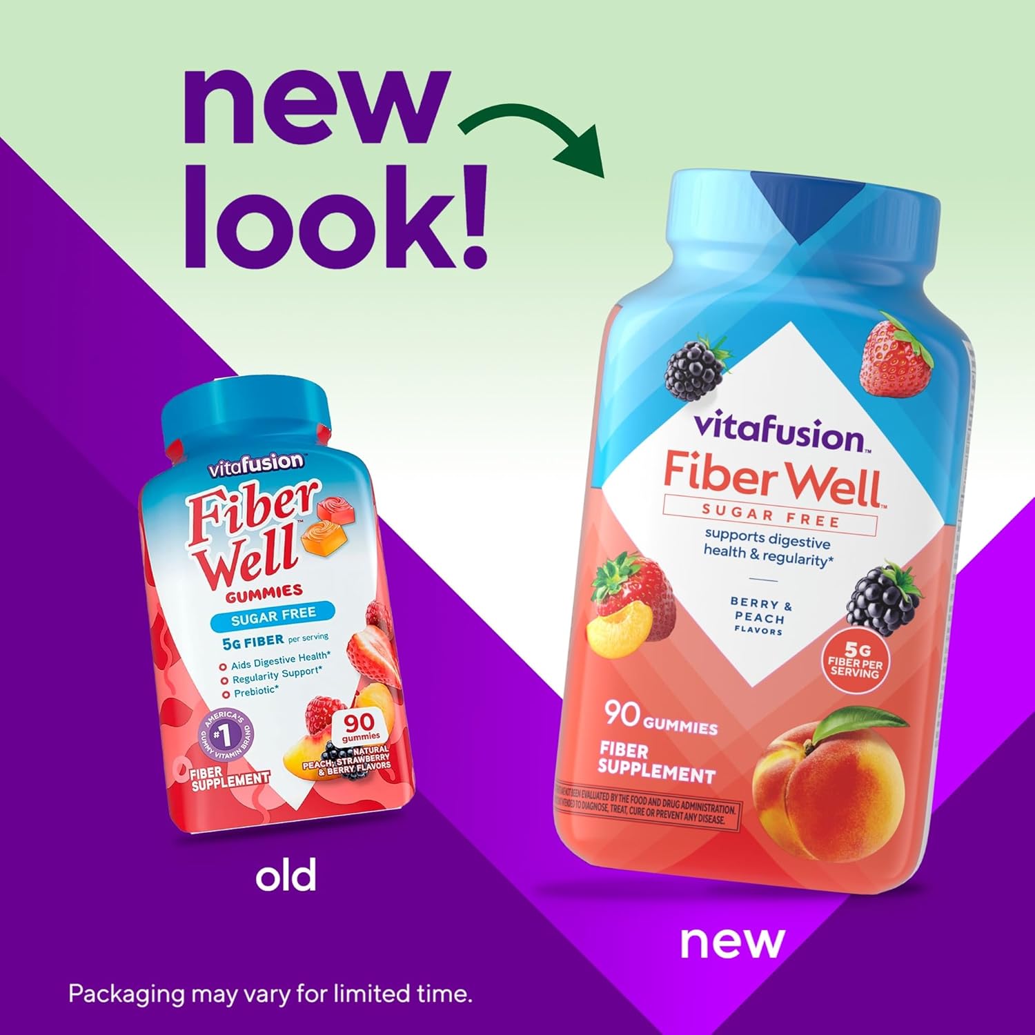 Vitafusion Fiber Well Sugar Free Prebiotic Gummies 5g 90 Count