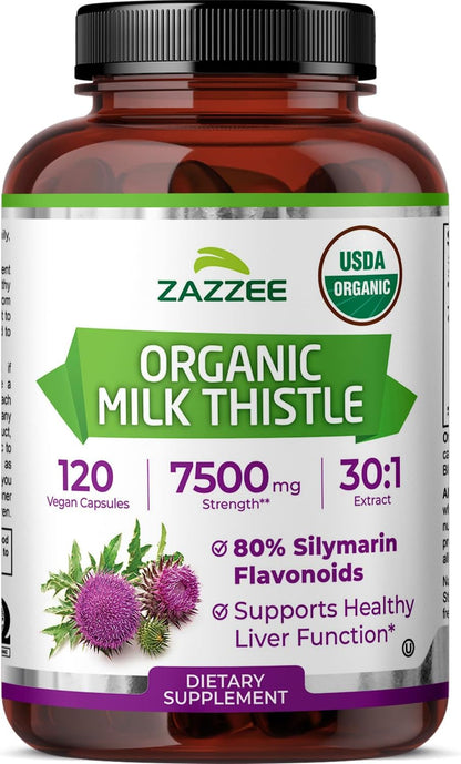 Zazzee Milk Thistle Liver Support Detox Formula Capsules