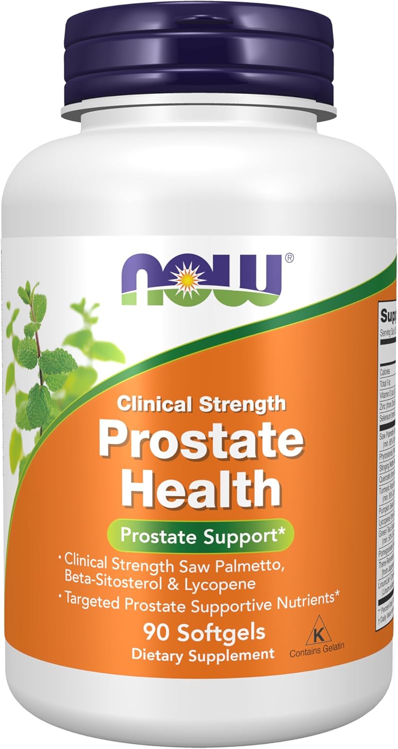 NOW Supplements Prostate Health Clinical Strength Saw Palmetto Beta-Sitosterol & Lycopene 180 Softgels