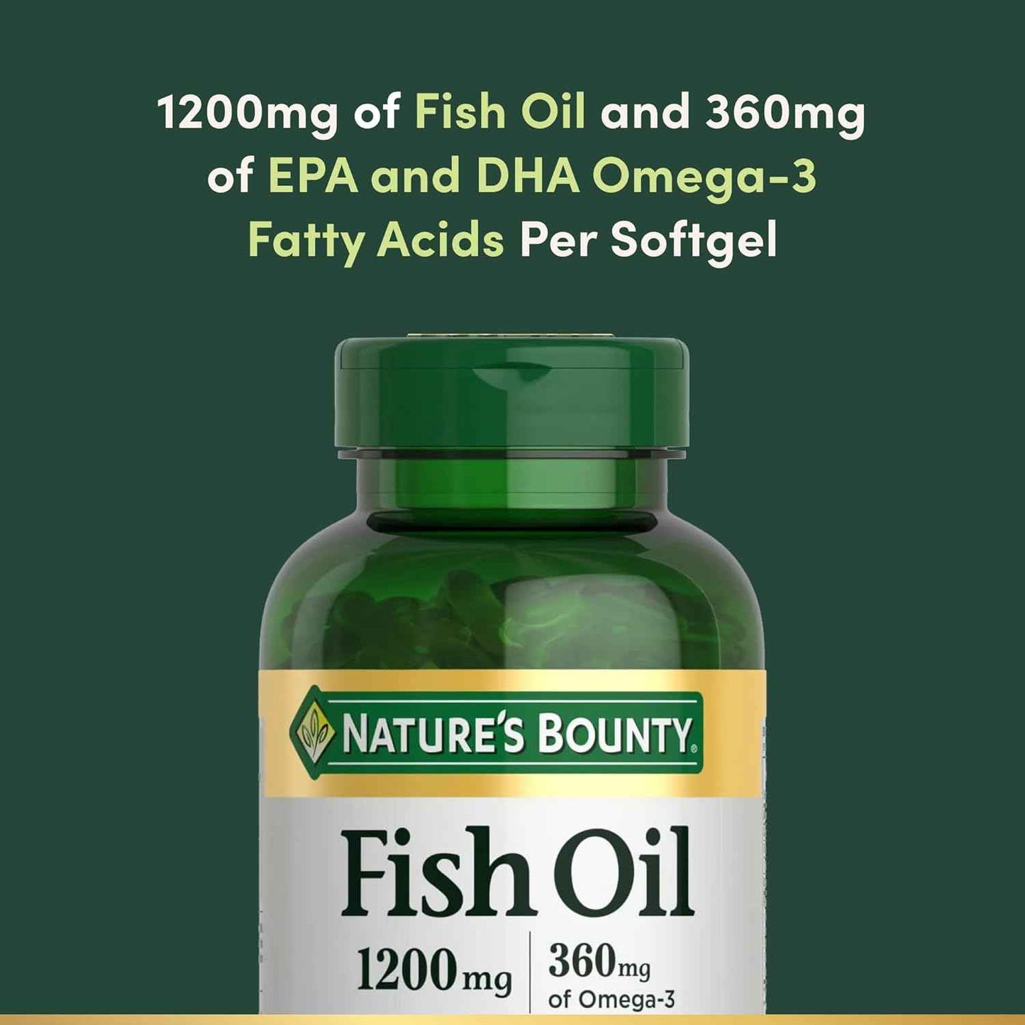 Nature's Bounty Fish Oil Omega 3 Supplements 1200 mg 200 Softgels Pack of 1