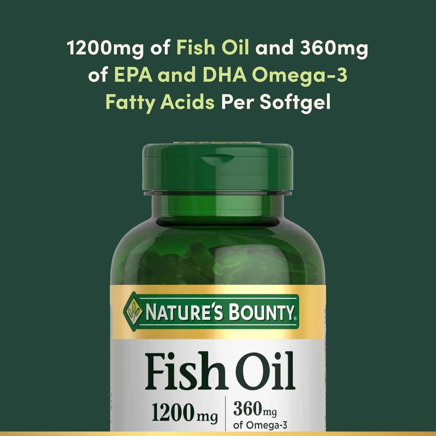 Nature's Bounty Fish Oil Omega 3 Supplements 1200 mg 200 Softgels Pack of 1