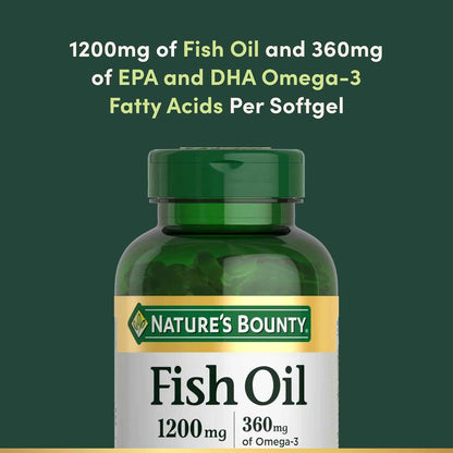 Nature's Bounty Fish Oil Omega 3 Supplements 1200 mg 200 Softgels Pack of 1
