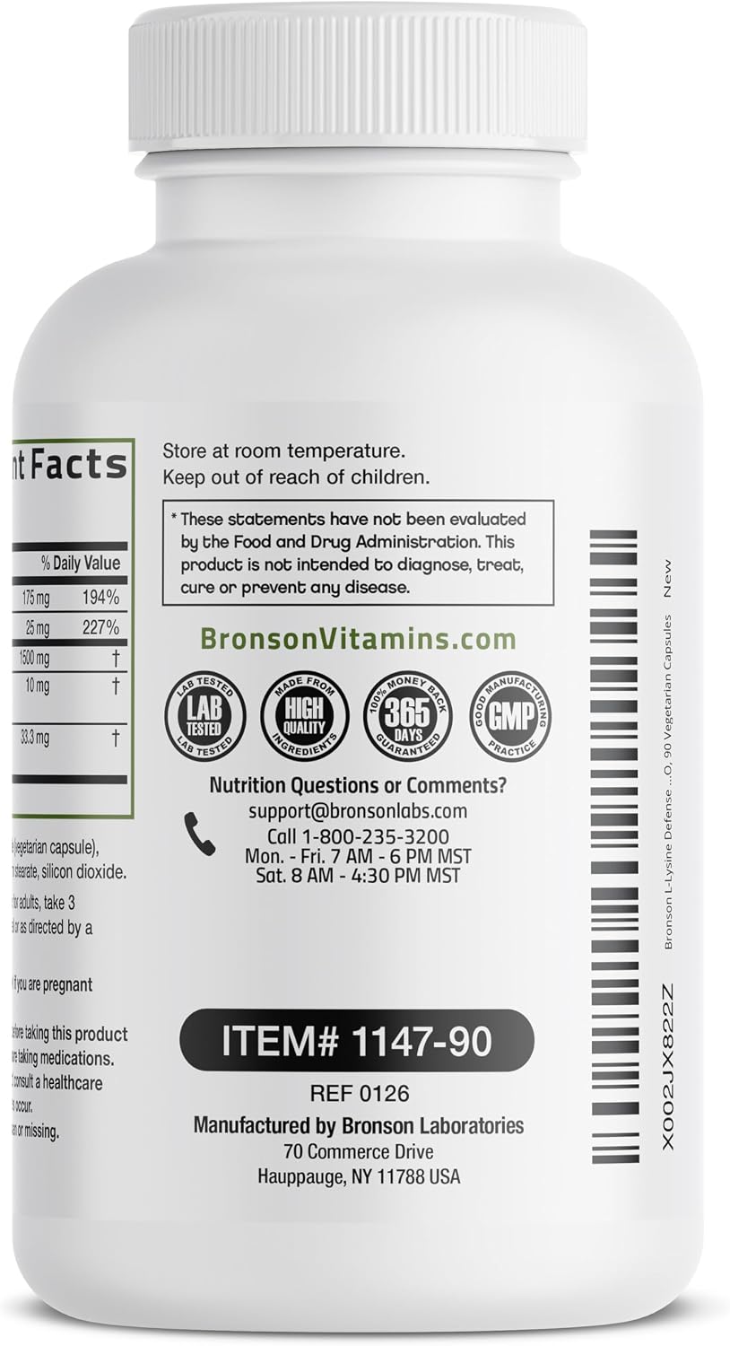 Bronson L-Lysine Defense Immune Support Complex Capsules