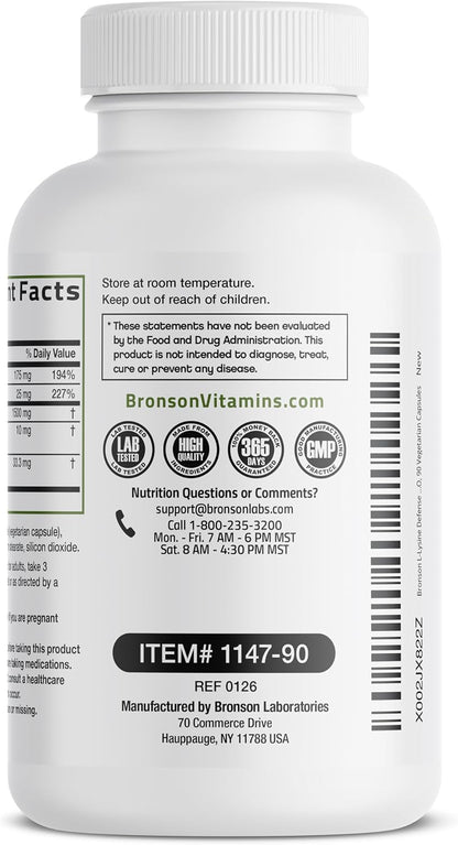 Bronson L-Lysine Defense Immune Support Complex Capsules