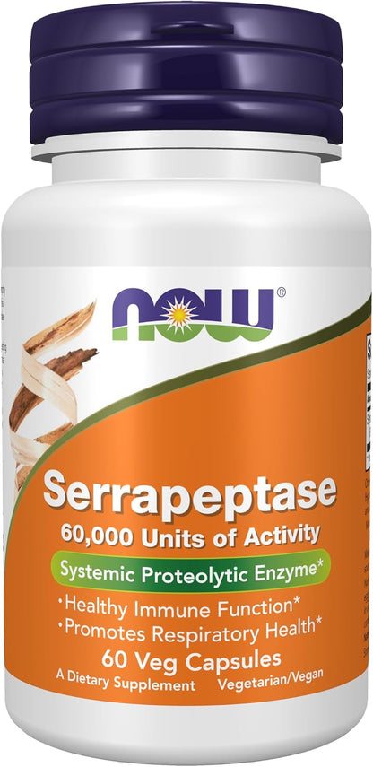 NOW Serrapeptase Immune Respiratory Support Formula Veg Capsules