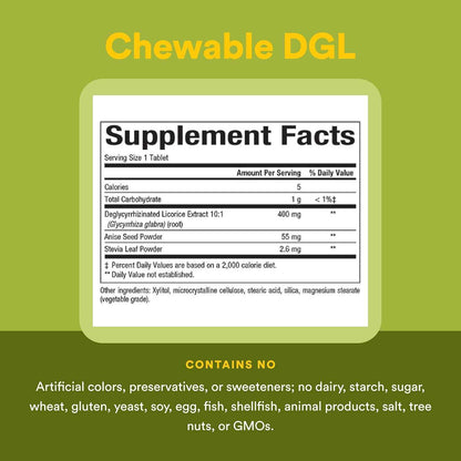 Natural Factors DGL Chewable Digestive Support Supplement 180 Count