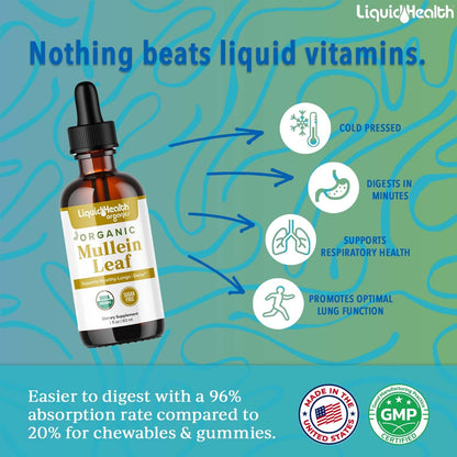 LIQUIDHEALTH USDA Organic Mullein Leaf Respiratory Support Liquid Drops