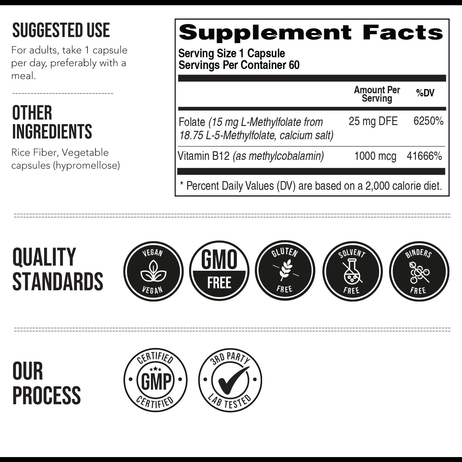 Triquetra Health L Methyl Folate 15mg Supplement Active 5-MTHF 60 Capsules