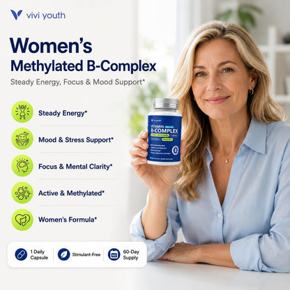 VIVI Youth Methylated Vitamin B Complex for Women 60 Count
