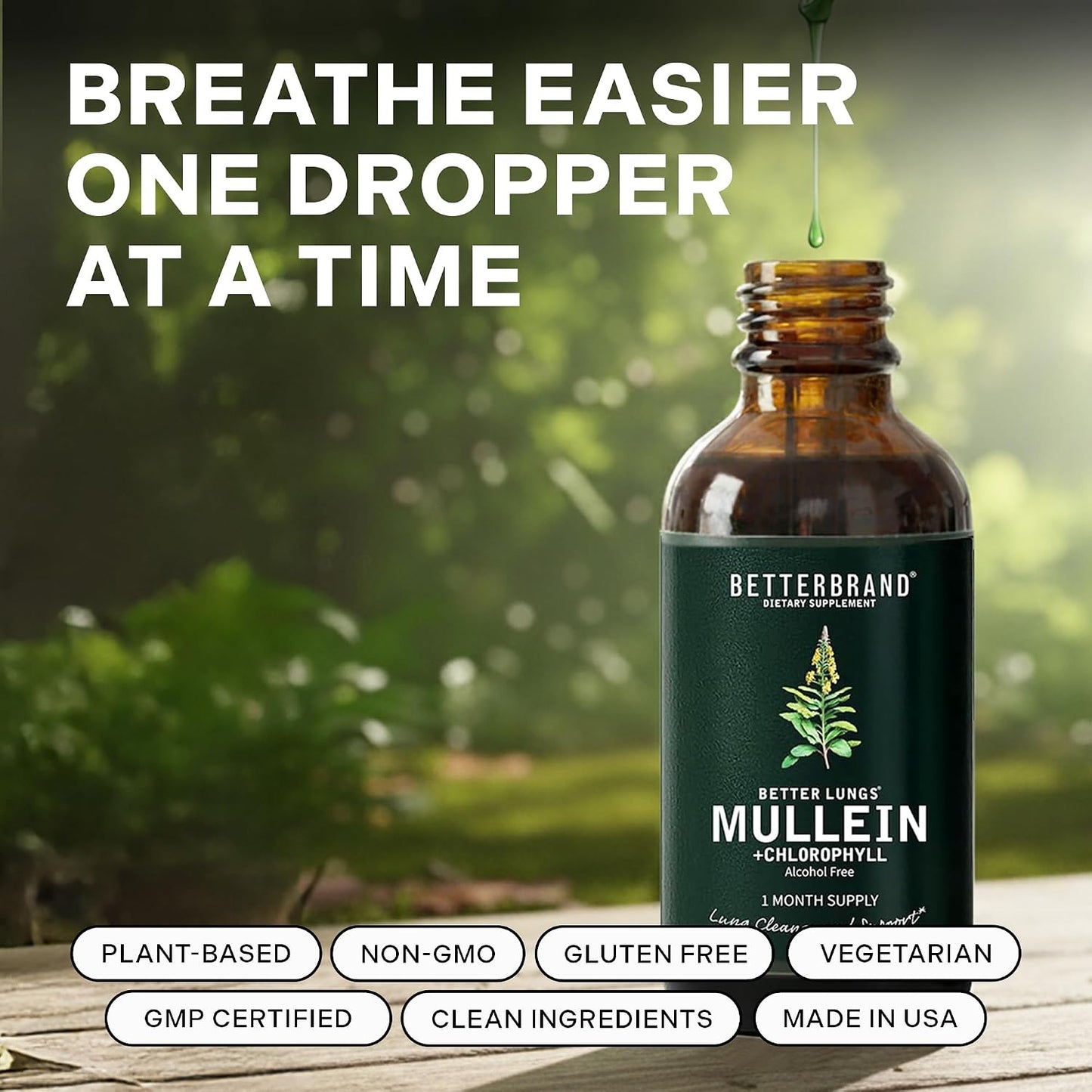 Betterbrand Mullein Drops Lung Detox Respiratory Support Liquid