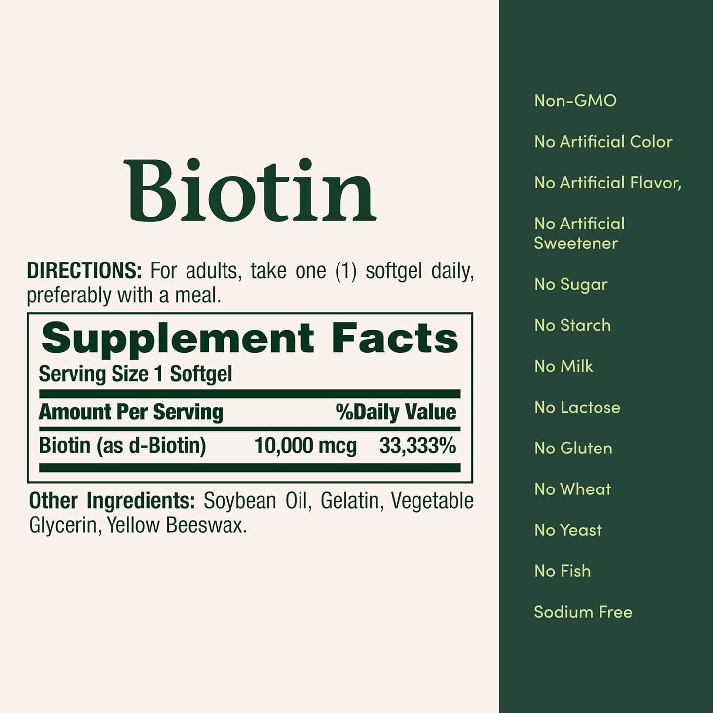 Nature's Bounty Biotin Hair Skin and Nails Supplement 10,000 mcg