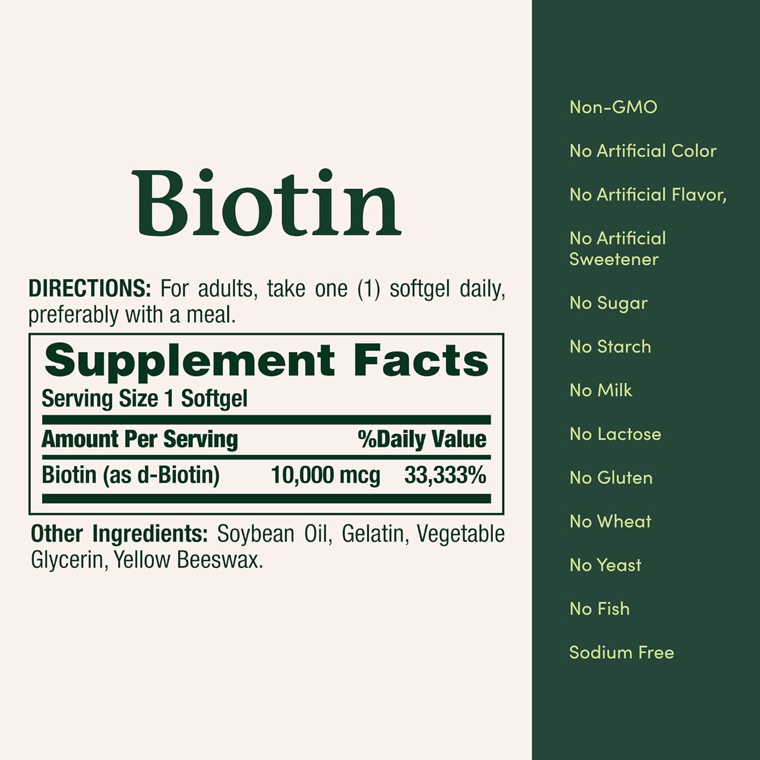 Nature's Bounty Biotin Hair Skin and Nails Supplement 10,000 mcg