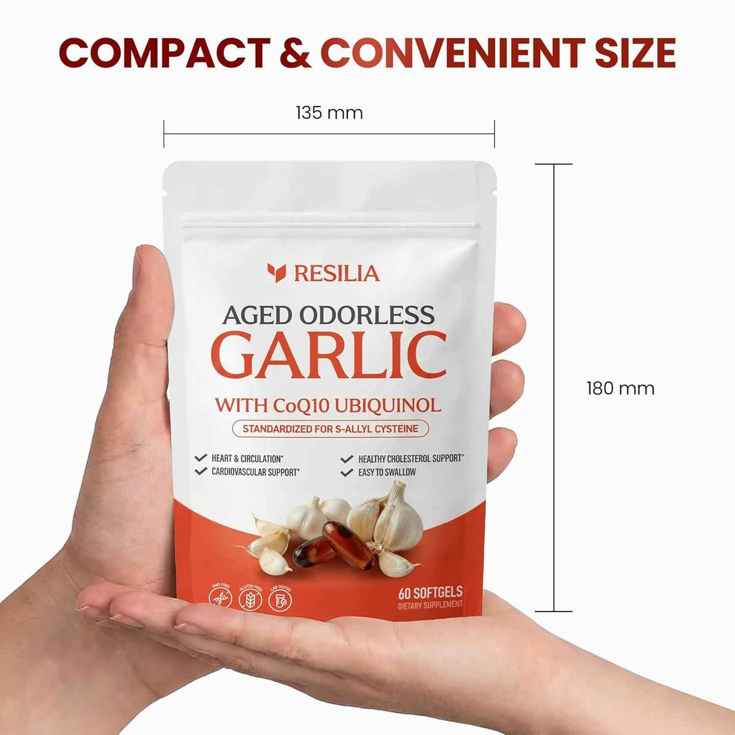 Resilia Odorless Aged Garlic Extract 600mg Softgels 60 Count