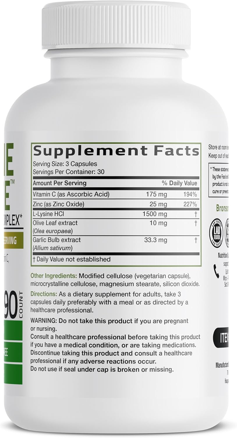 Bronson L-Lysine Defense Immune Support Complex Capsules