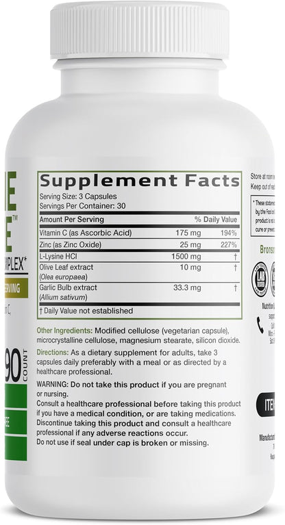 Bronson L-Lysine Defense Immune Support Complex Capsules