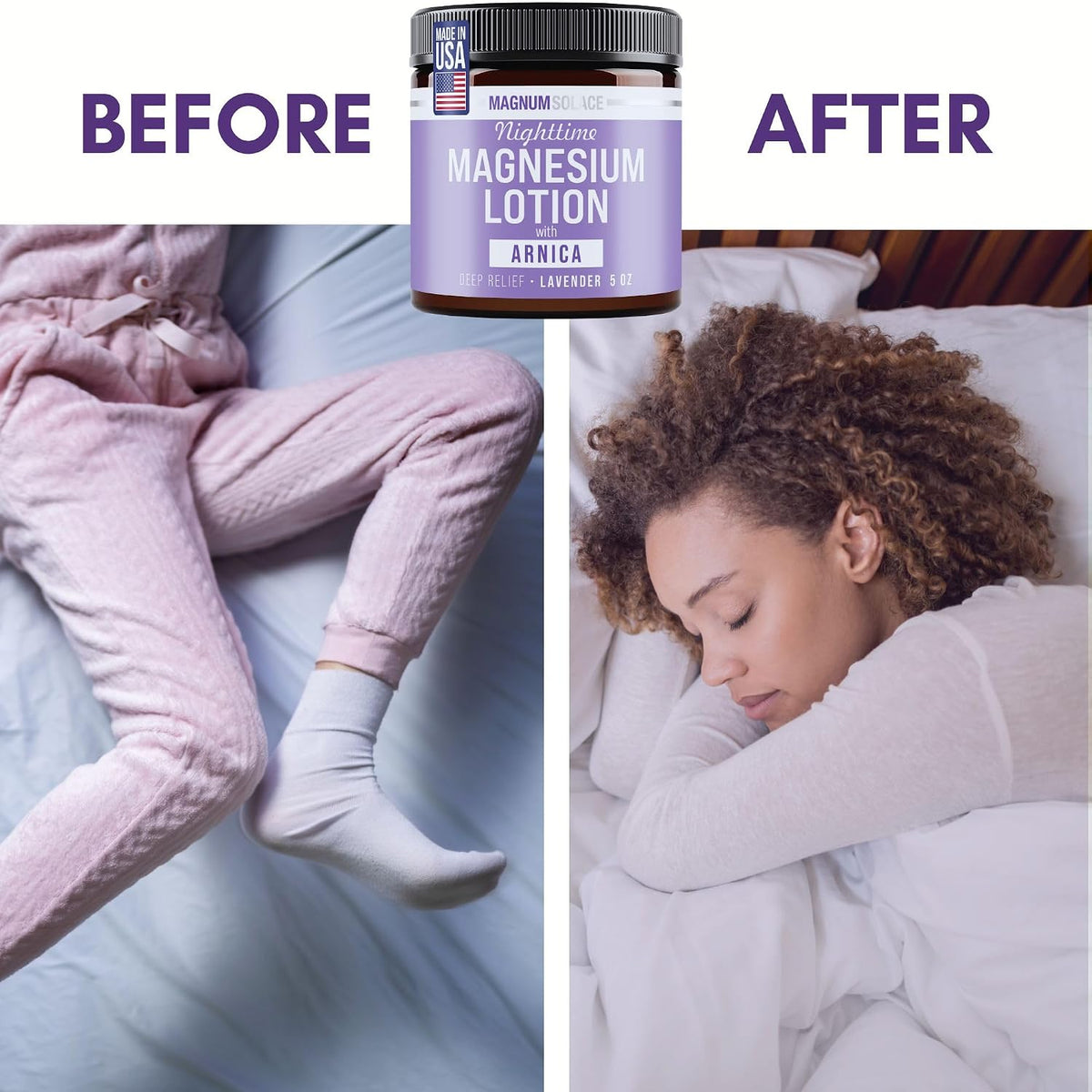 Magnum Solace Nighttime Magnesium Lotion with Arnica for Muscles Joints Skin-Friendly