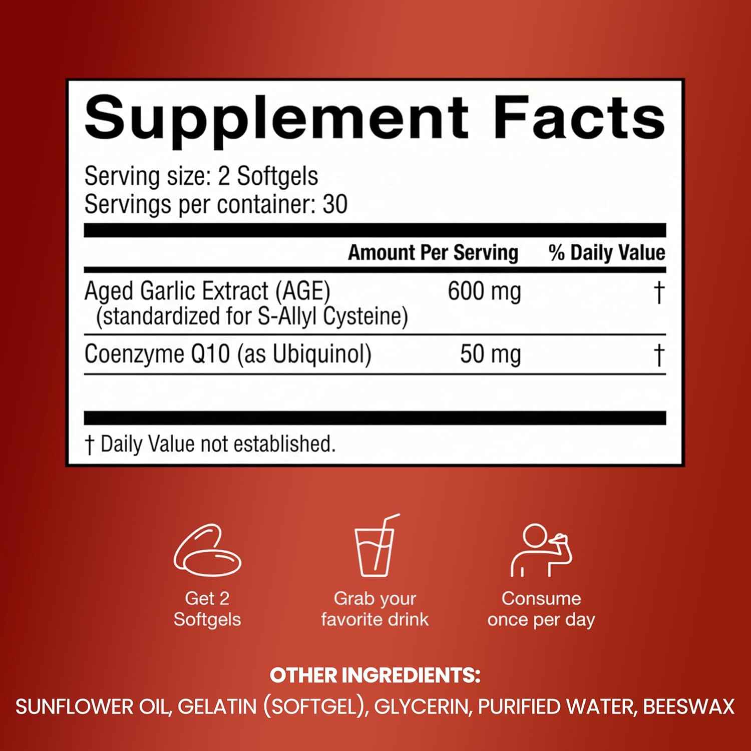 Resilia Odorless Aged Garlic Extract 600mg Softgels 60 Count