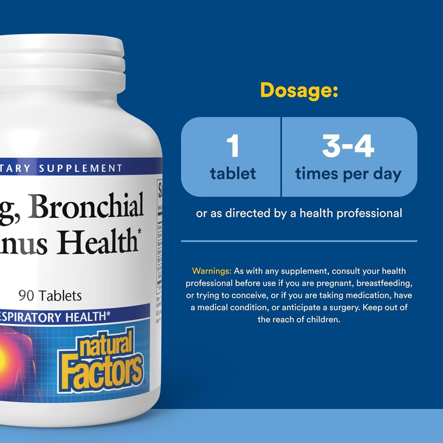 Natural Factors Lung Bronchial Sinus Health Respiratory Support Tablets