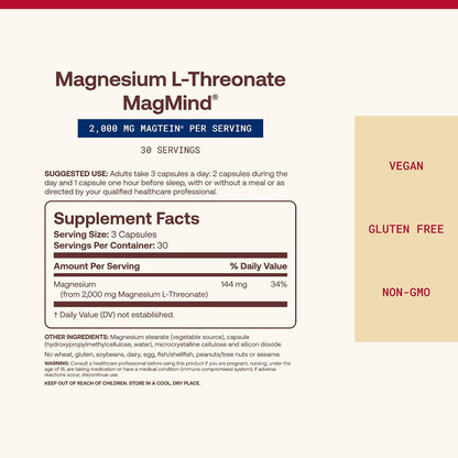 Jarrow Formulas MagMind Magnesium L-Threonate Dietary Supplement Capsules
