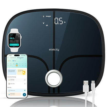 Etekcity Smart Scale Body Weight Fat BMI 400 lb Capacity Bluetooth LED Tempered Glass