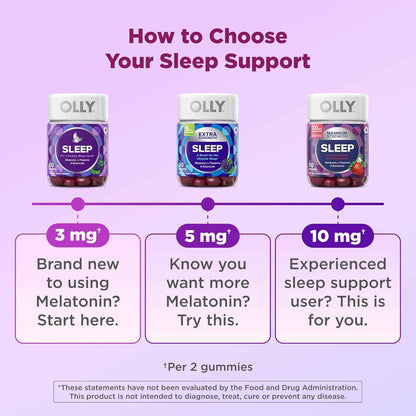 OLLY Sleep Gummy, Sleep Support Supplement,* 3 mg Melatonin, L-Theanine, Chamomile and Lemon Balm Extracts, Blackberry Zen Flavor, 35 Day Supply - 70 Count