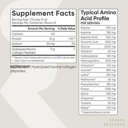 Sports Research Collagen Peptides Dietary Supplement Powder