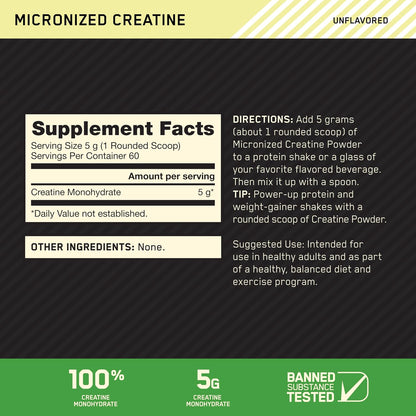 Optimum Nutrition Micronized Creatine Monohydrate Dietary Supplement Powder