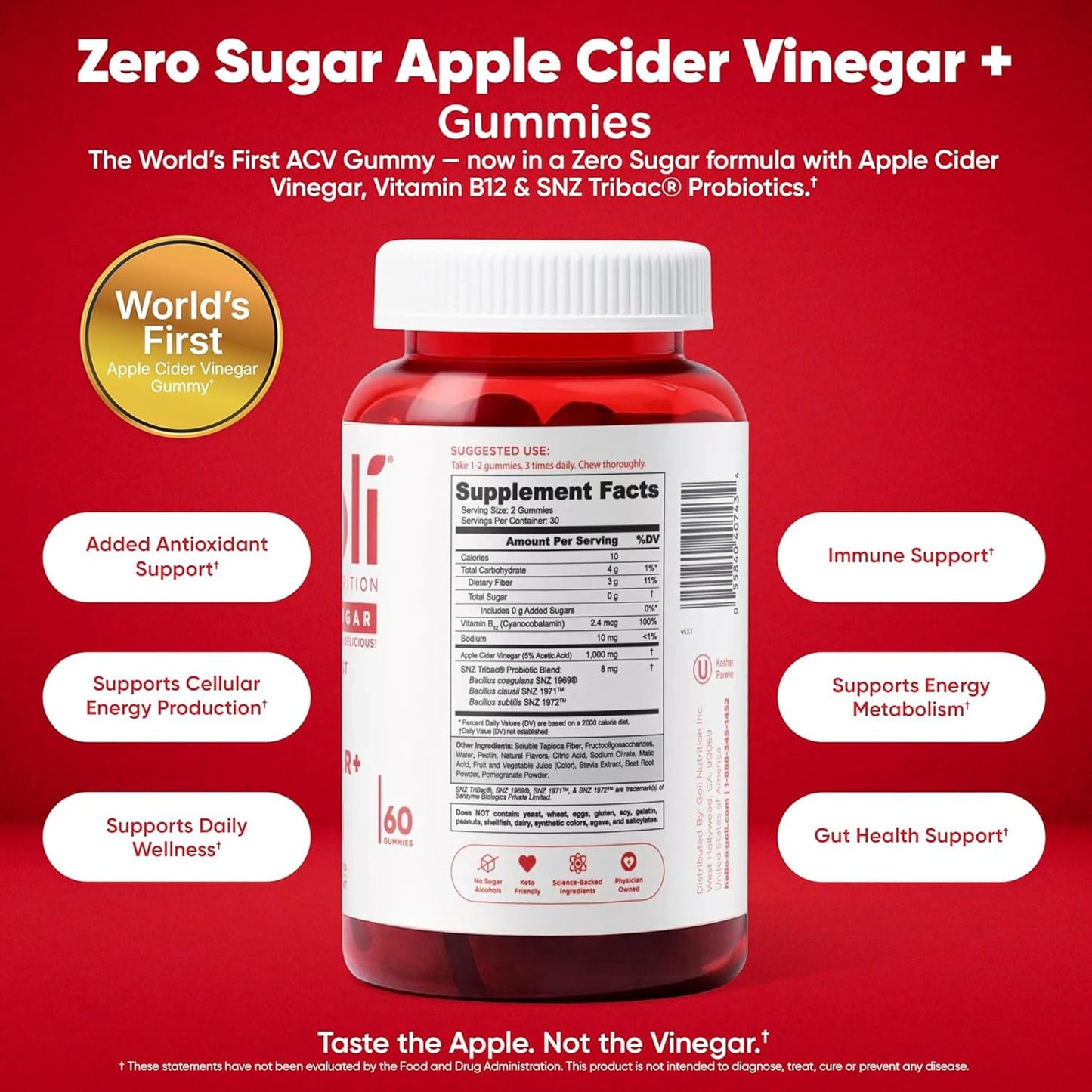 Goli Zero Sugar Trio Dietary Supplement Gummies