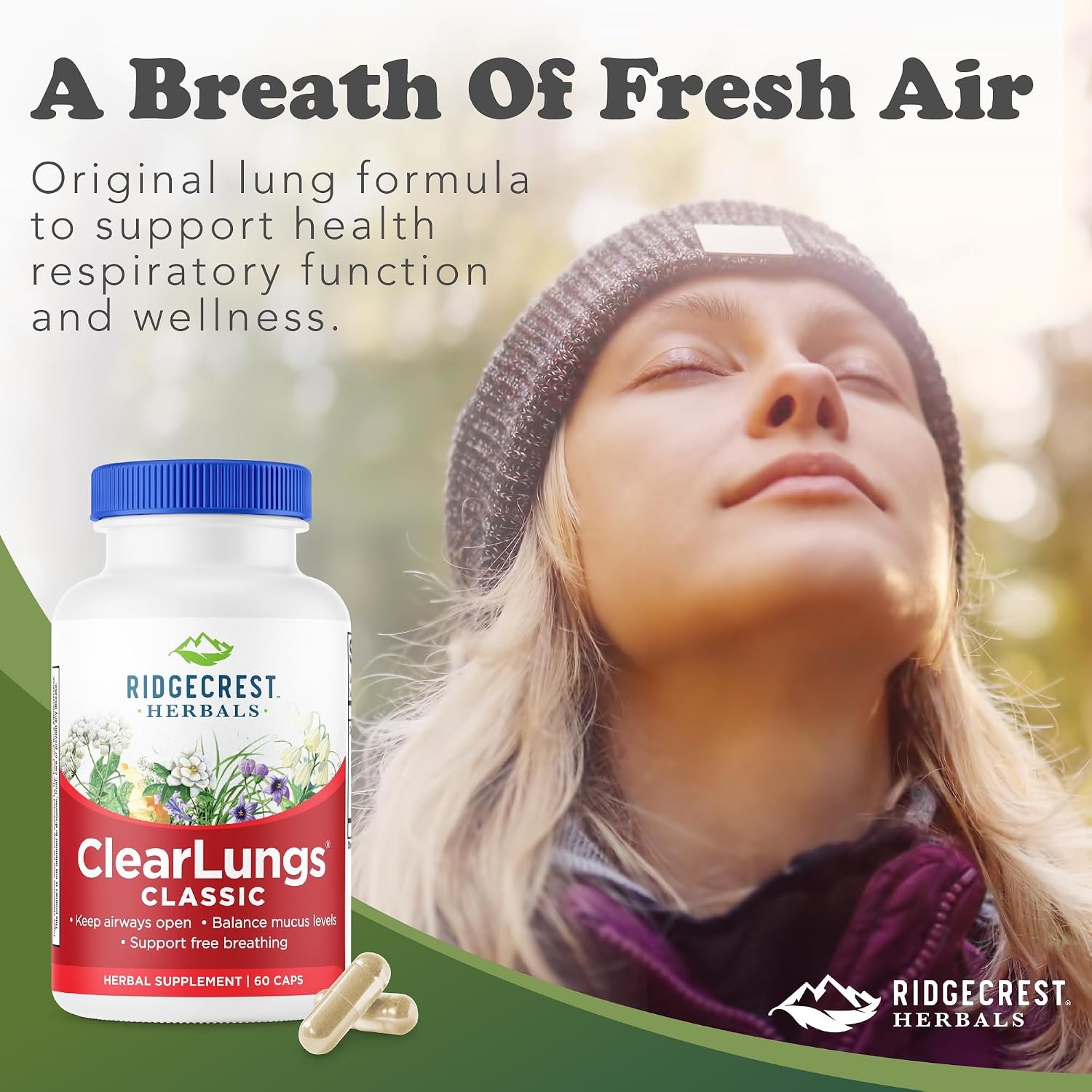 RidgeCrest Herbals ClearLungs Classic Lung Respiratory Support Capsules