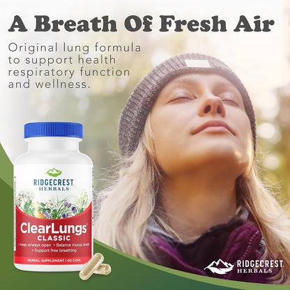 RidgeCrest Herbals ClearLungs Classic Lung Respiratory Support Capsules