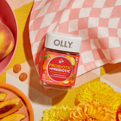 Olly Probiotic + Prebiotic Gummy Supplement Peach 500 Million CFUs 30 Count