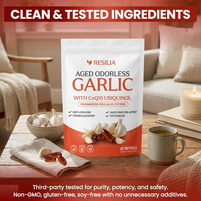 Resilia Odorless Aged Garlic Extract 600mg Softgels 60 Count