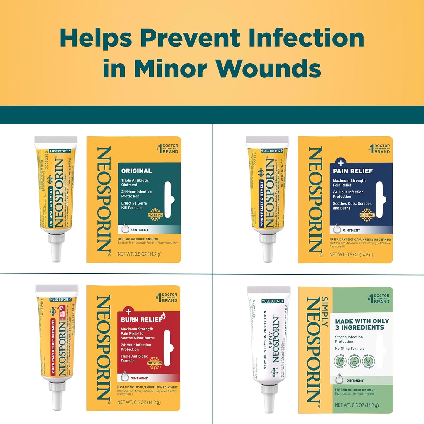 Neosporin Original Triple Antibiotic Ointment 0.5 oz Infection Protection Wound Care