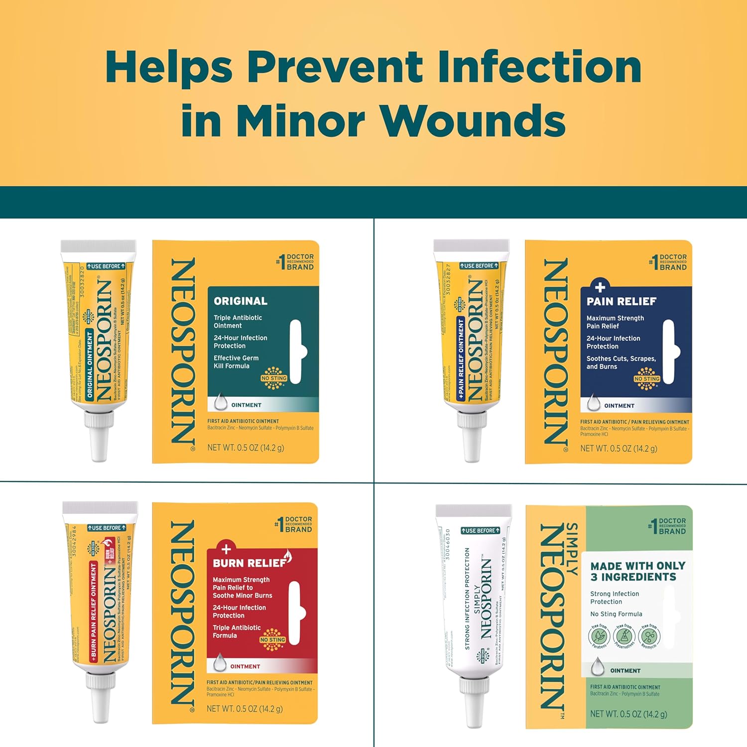 Neosporin Original Triple Antibiotic Ointment 0.5 oz Infection Protection Wound Care