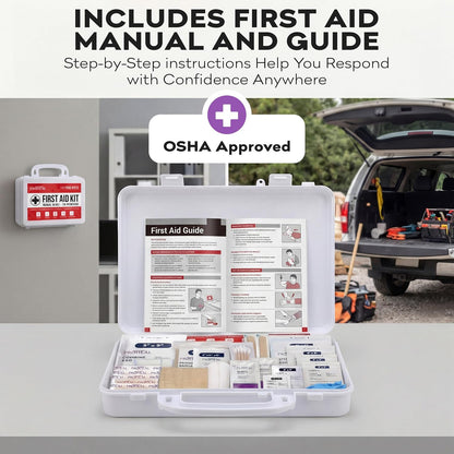 ProHeal OSHA Compliant First Aid Kit Type III ANSI Class A 111 Pieces Latex Free Wall Mountable for Car Home Office Truck Construction 10 Person