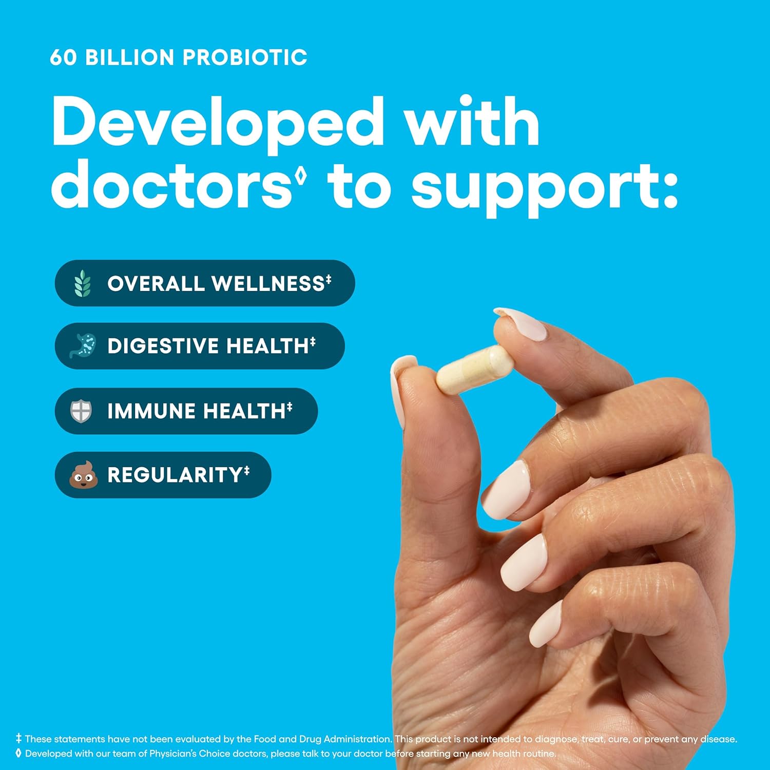 Physician's CHOICE Probiotic Supplement 60 Billion CFU Organic Prebiotics 30ct