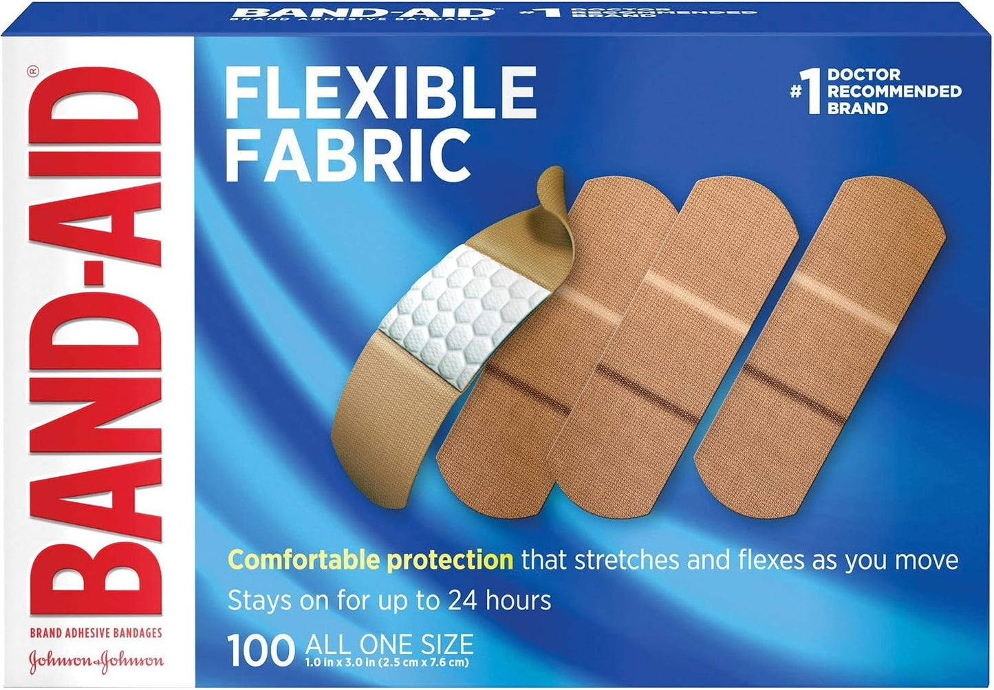 BAND-AID Flexible Fabric Adhesive Bandages All One Size 100 Count