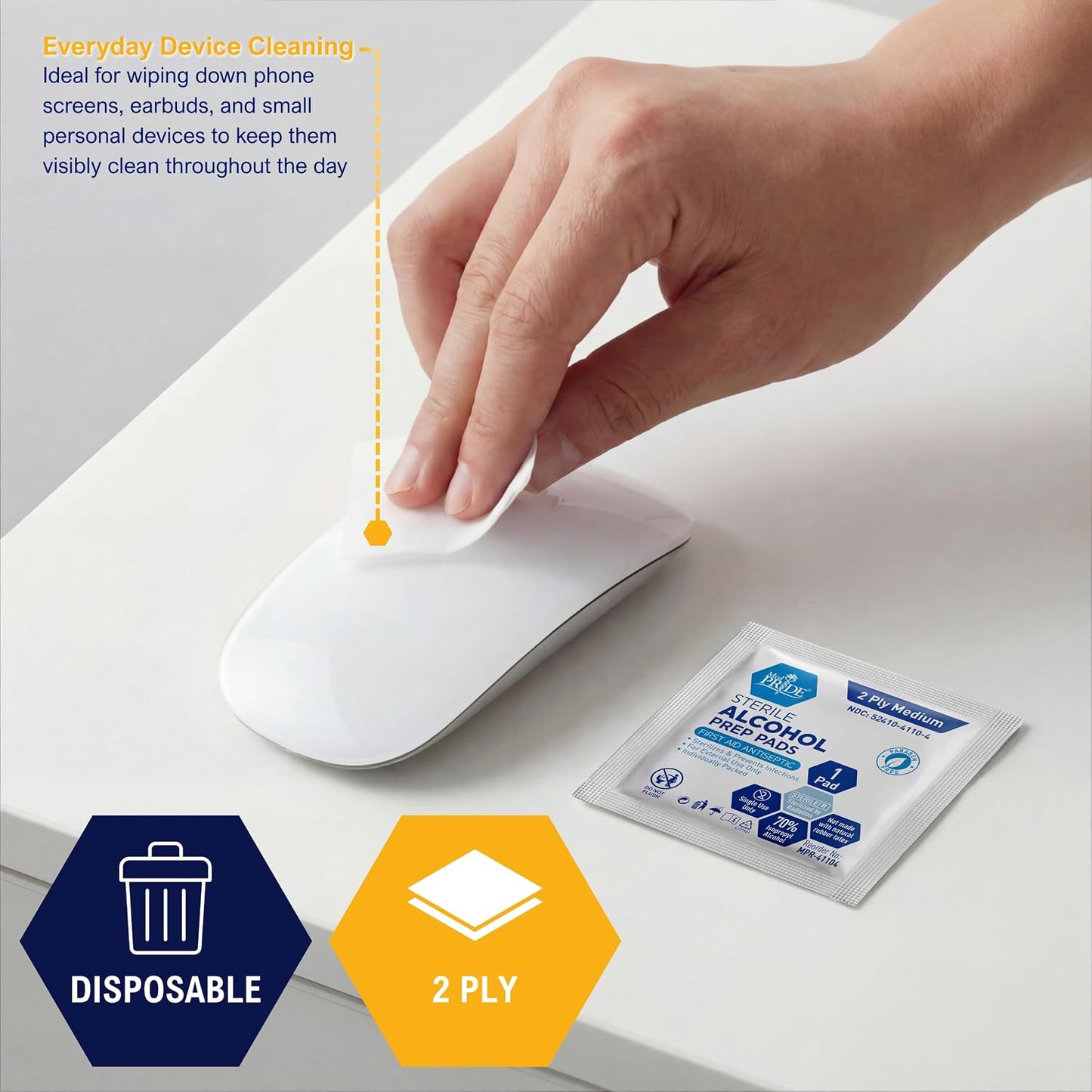 MED PRIDE Sterile Alcohol Prep Pads Medical Grade 2-Ply 100 Count