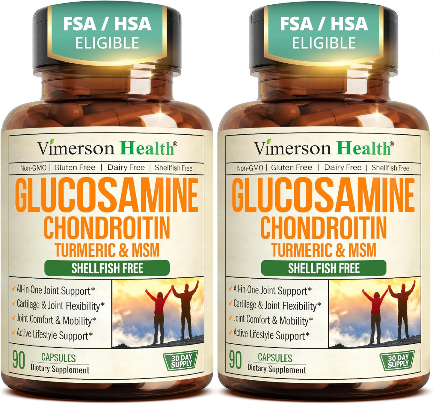 Vimerson Health Glucosamine Chondroitin MSM Joint Support Supplement 90 Count